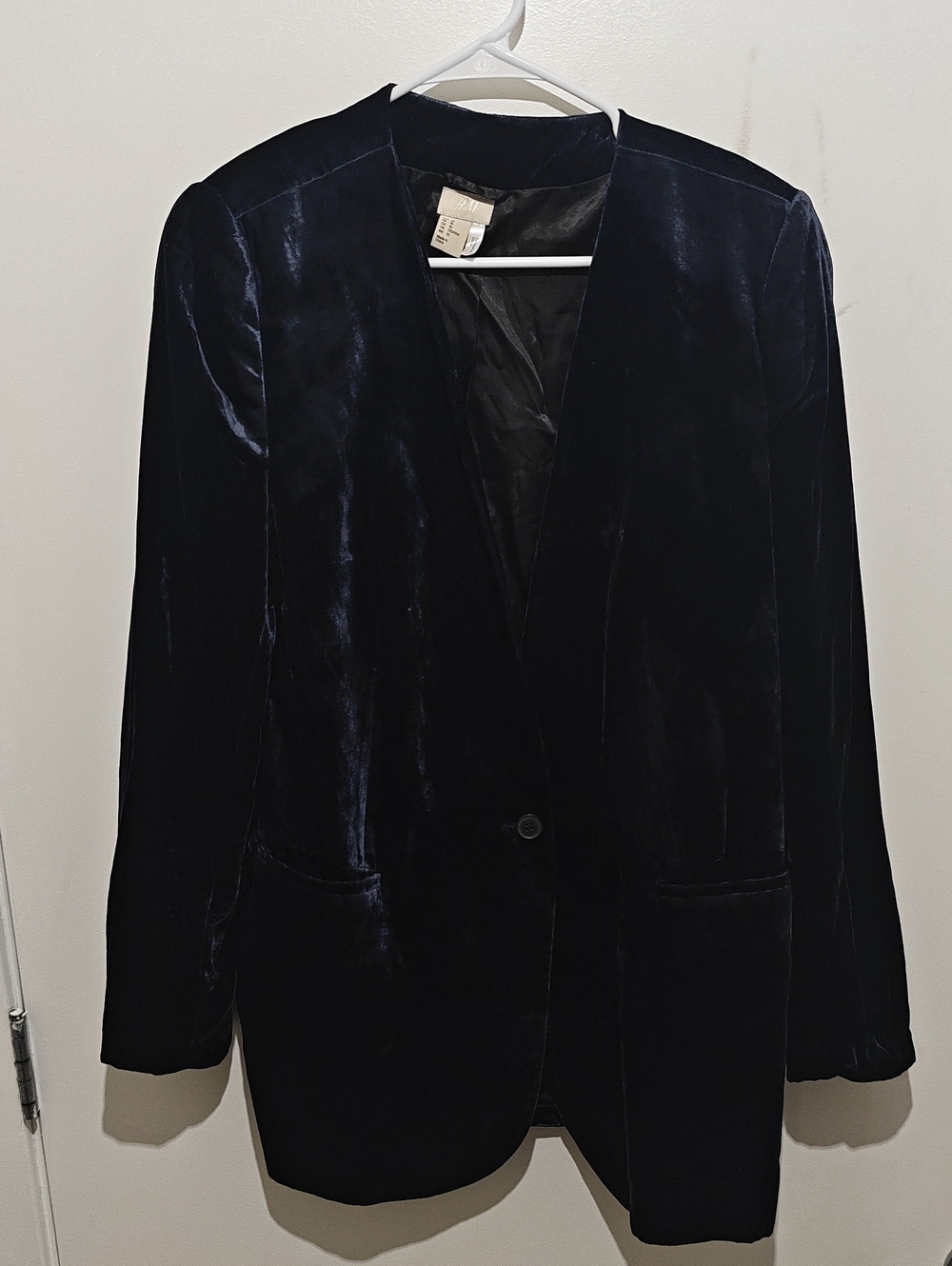 H&M Navy Velvet Blazer Jacket